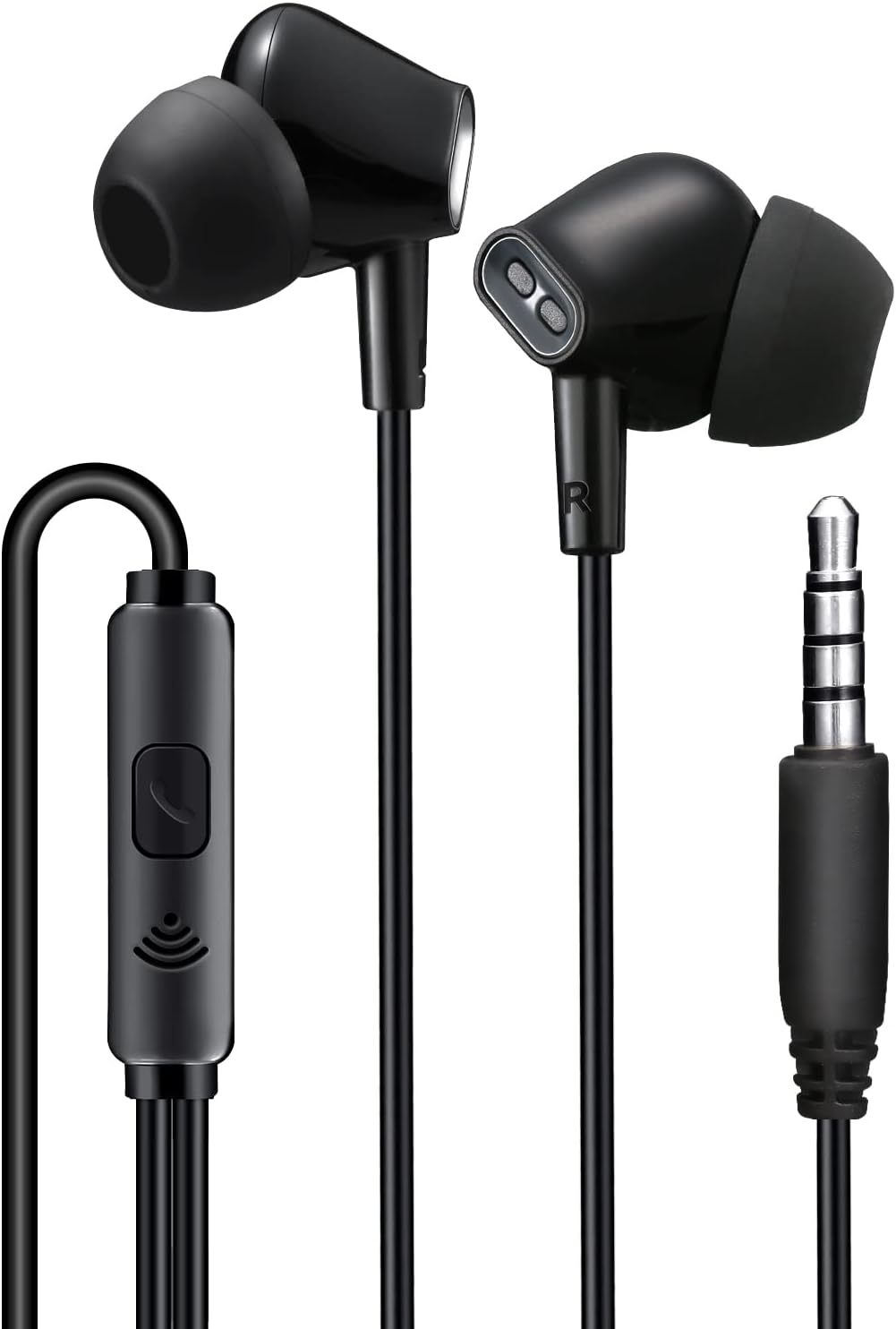 Wired Earbuds for School Headphones Noise Isolating Earphones with Microphone Remote. 3.5mm Plug in Audio Jack – Black (Black)