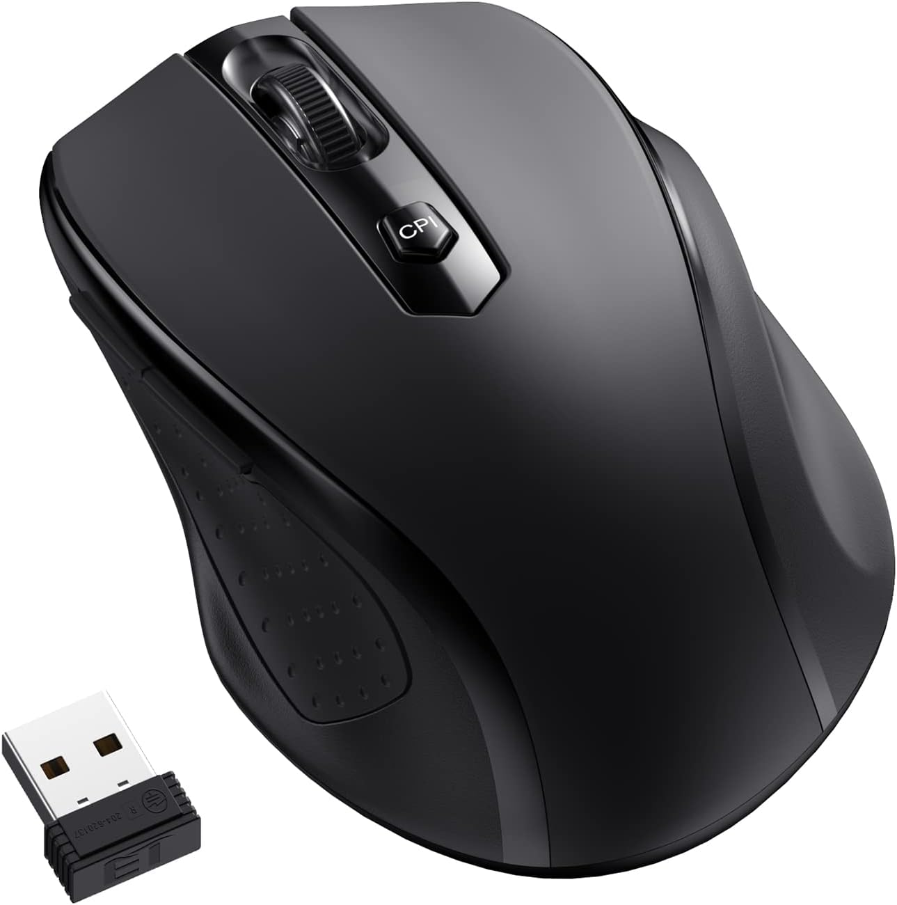 Wireless Mouse, 2.4G Comfortable Wireless Computer Mouse for Laptop, 5 Adjustable 2400 DPI with 6 Buttons, 15 Months Battery Life Mouse for Laptop PC Mac Computer Chromebook MacBook – Black