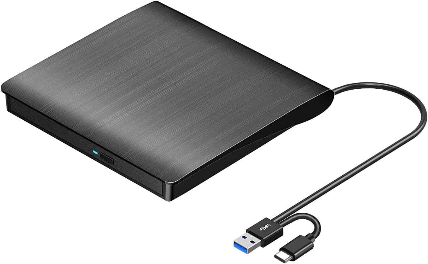 External CD DVD Drive Player, USB 3.0 USB-C Portable CD DVD +/-RW Disk Drive Burner CD-ROM Reader Writer for Laptop Desktop PC, Windows 11/10/8/7, Apple Mac MacBook, Linux OS