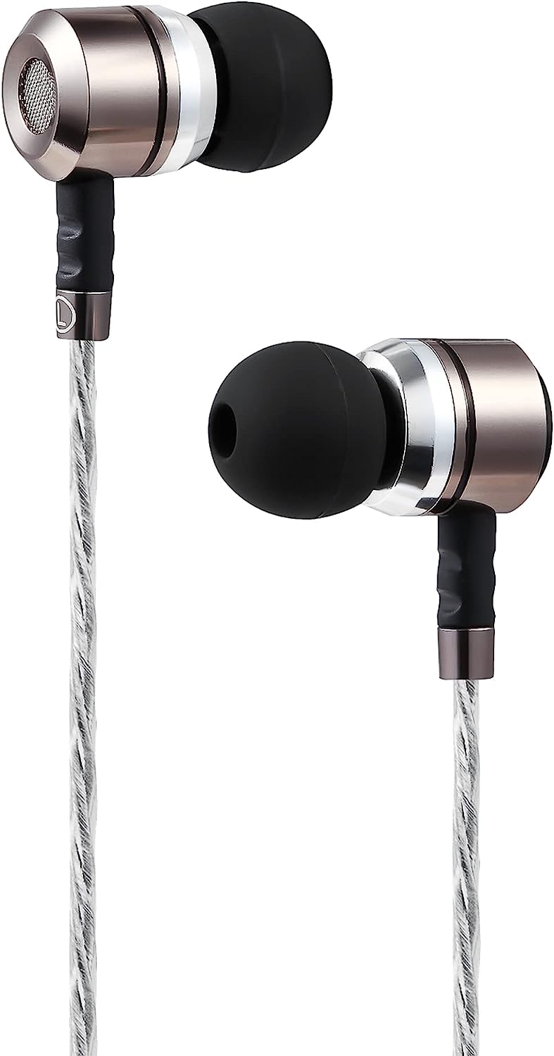 Earbuds – HD Bass Driven Audio, Lightweight Aluminum in Ear Headphone, S/M/L Ear Bud Tips, Earphone Case, 3.5mm Tangle-Free Cord – for Music, Podcasts, and More (Without Mic)