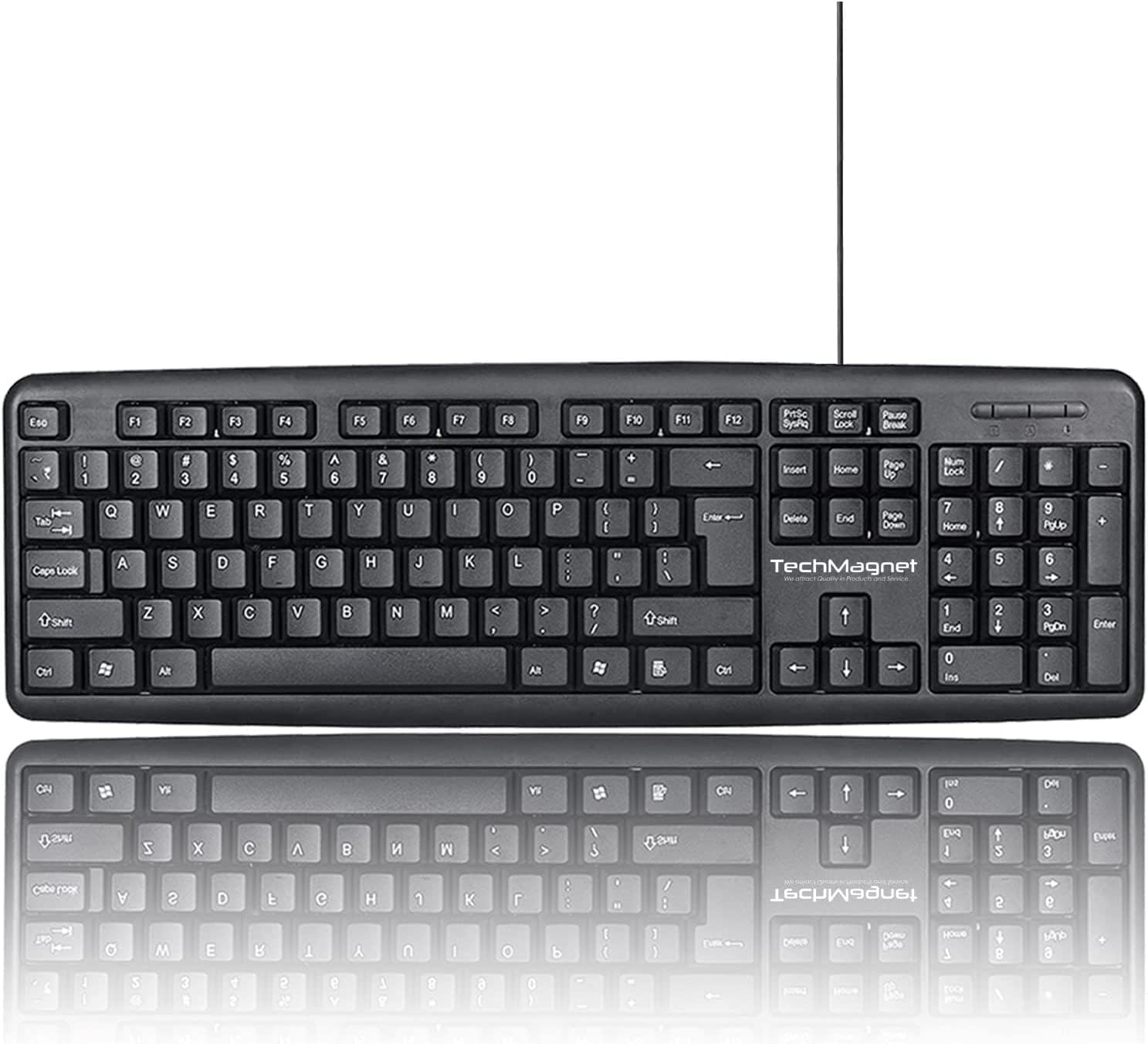 TM Wired USB Full-Size Keyboard USB-A Wired Slim Keyboard with Chocolate Keys Compatible for Windows, PC Laptop/Desktop (Black) (Renewed)