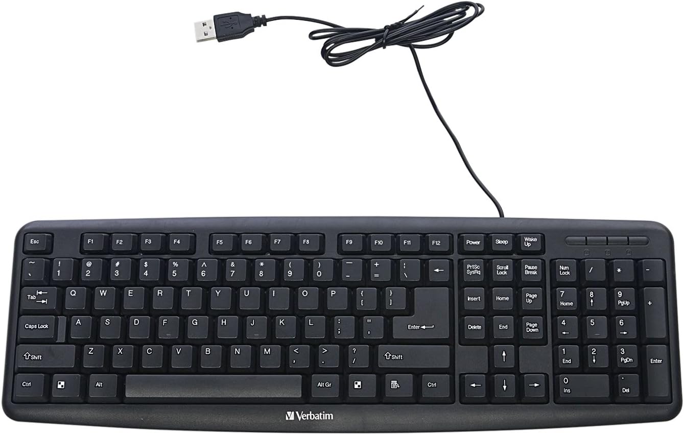 Wired Keyboard USB Plug-and-Play Numeric Keypad Adjustable Tilt Legs Corded Full-Size Computer Keyboard Compatible with PC, Laptop – Frustration Free Packaging Black 99201