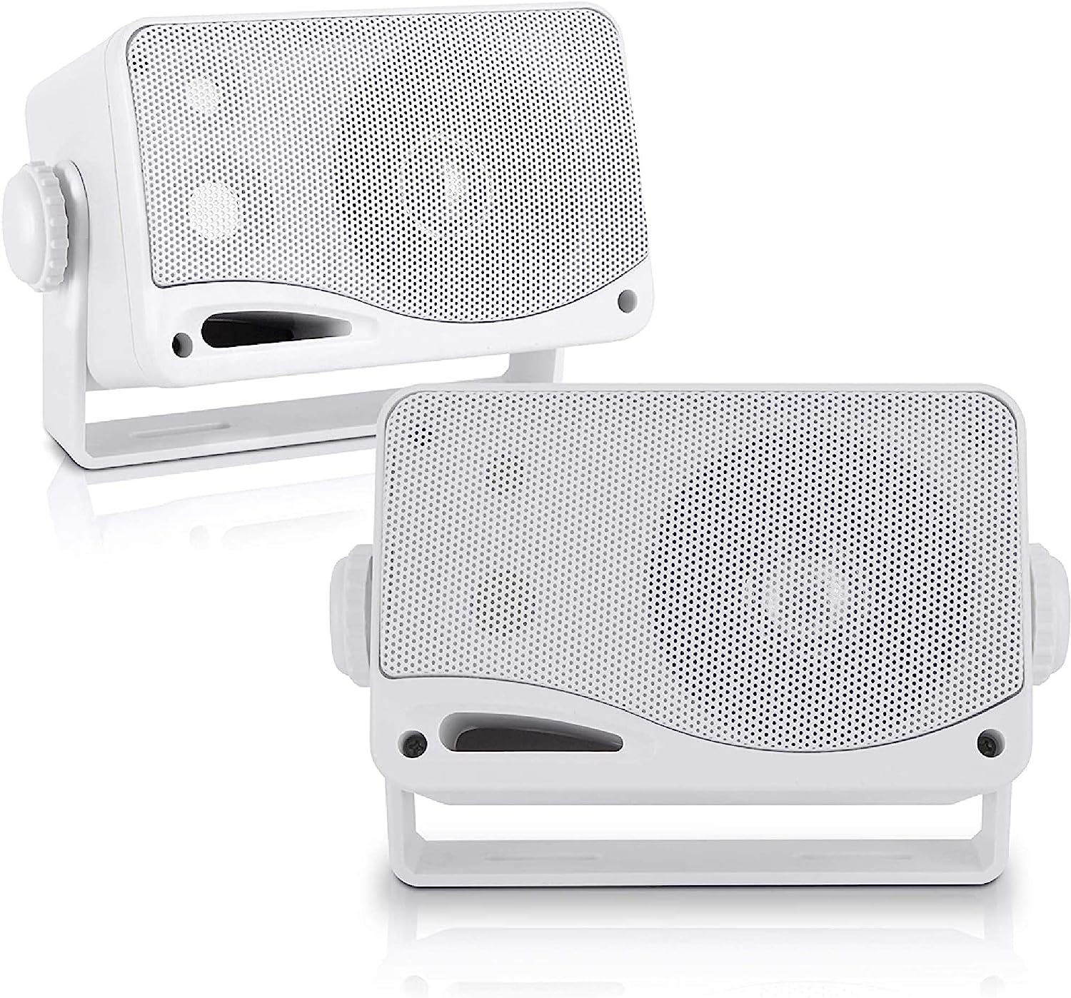 3-Way Weatherproof Outdoor Speaker Set – 3.5 Inch 200W Pair of Marine Grade Mount Speakers – in a Heavy Duty ABS Enclosure Grill – Home, Boat, Poolside, Patio, Indoor Outdoor Use -PLMR24 (White)